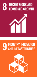 8 DECENT WORK AND ECONOMIC GROWTH. 9 INDUSTRY, INNOVATION AND INFRASTRUCTURE.